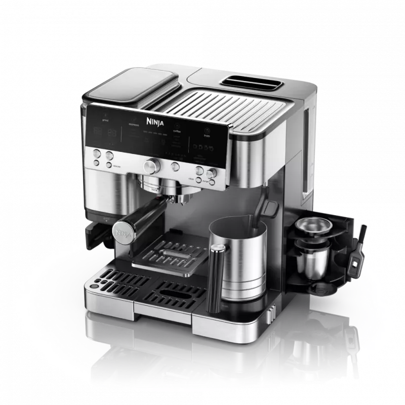 Máquina de café expresso Ninja ES601EU — depósito de água de 2 L, capacidade para 1 chávena, preto/aço inoxidável
