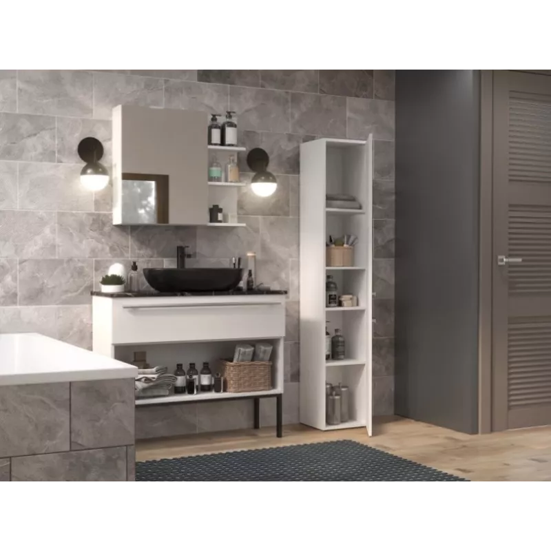 Armário de arrumação de casa de banho top e shop NEL II BIEL POŁ — de pé, 5 prateleiras, 310×300×1740 mm, branco