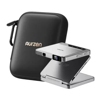 Projetor Aurzen Zip (prateado) – mini projetor portátil, modelo AU-PJ-ZP001M-UNWH0