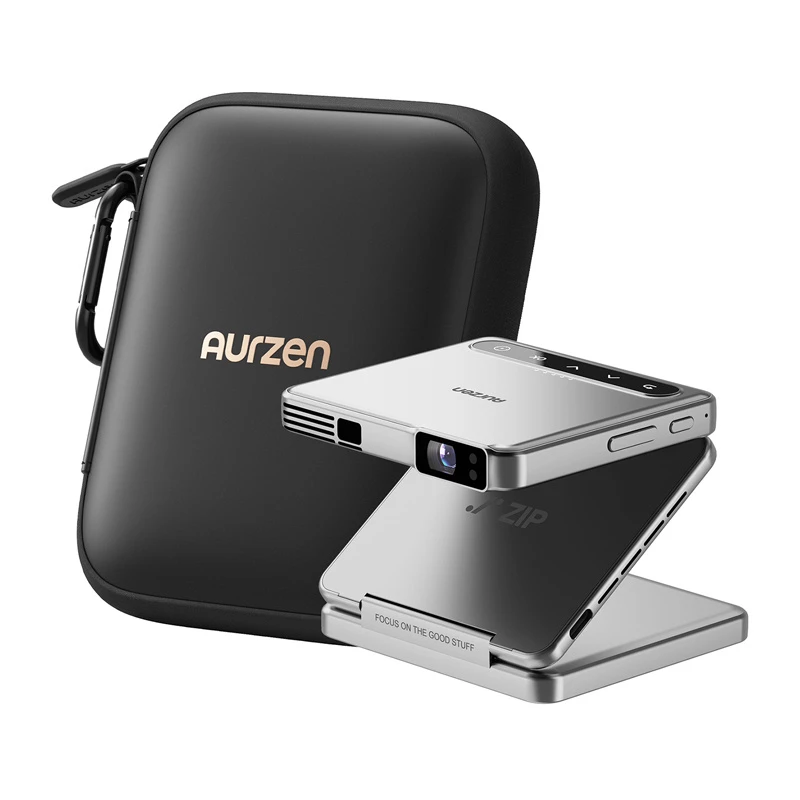 Projetor Aurzen Zip (prateado) – mini projetor portátil, modelo AU-PJ-ZP001M-UNWH0