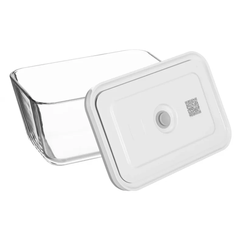 ZWILLING Fresh & Save 36803-003-0 conjunto de recipientes retangulares de vidro a vácuo, 3 un. (S/M/L, 0,35/0,75/1,6 L), borossilicato, adequado para micro-ondas/forno/máquina de lavar loiça, cinzento/transparente
