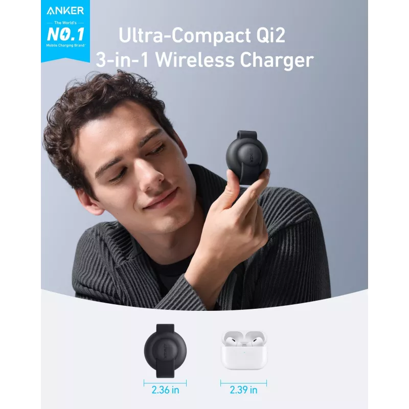Carregador Anker B25M8H11 carregador rápido sem fios para interiores preto