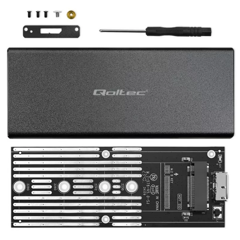 Caixa para SSD M.2 SATA QOLTEC 51854 USB 3.0 sem ferramentas