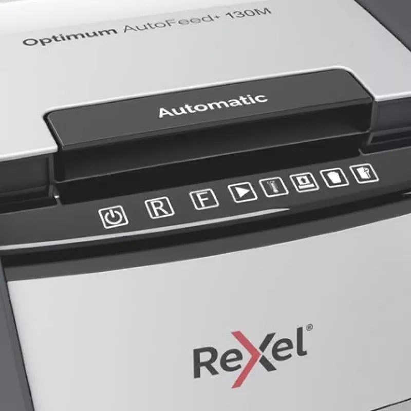 Rexel Optimum AutoFeed+ 130M destruidora de papel, microcorte 2 x 15 mm, P-5, 130 folhas, depósito de 44 l