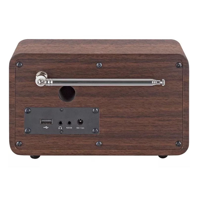 Rádio DAB+ portátil Imperial DABMAN i170 — sintonizador FM/DAB+, 10 W RMS, ecrã de 6,1 cm (2,4 inch), 3,5 mm, USB-A, preto/madeira