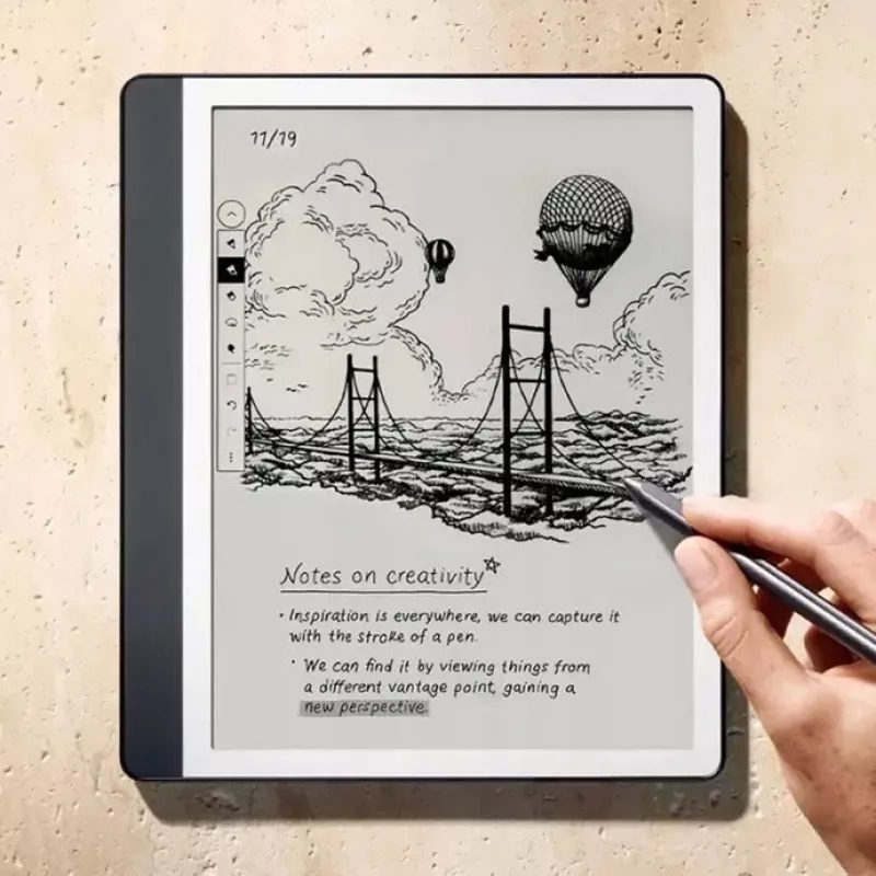 Ebook New Kindle Scribe - lançamento 2024 10.2 sem reflexos 64GB Wi-Fi (sem anúncios no ecrã de bloqueio) com Premium Pen Tungsten