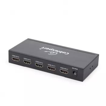 Splitter de vídeo HDMI GEMBIRD DSP-4PH4-02 — 4× saídas HDMI, HDMI 1.4, 225 MHz, caixa de aço, 146×73×24 mm