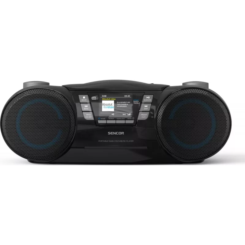Sencor SPT 6510DB boombox portátil DAB+, CD/MP3/USB/SD, Bluetooth 5.3, FM RDS, 16 W, preto