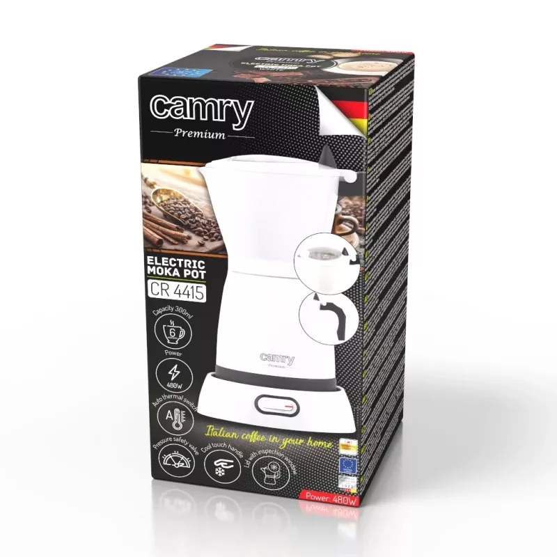 Camry | Máquina de café Moka elétrica | CR 4415w | 480 W | branca