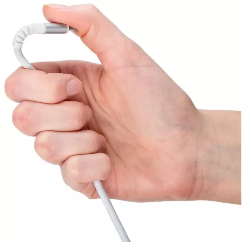 Cabo USB 2.0 entrançado super macio, ficha USB-C > ficha USB-C (branco, 1 metro)