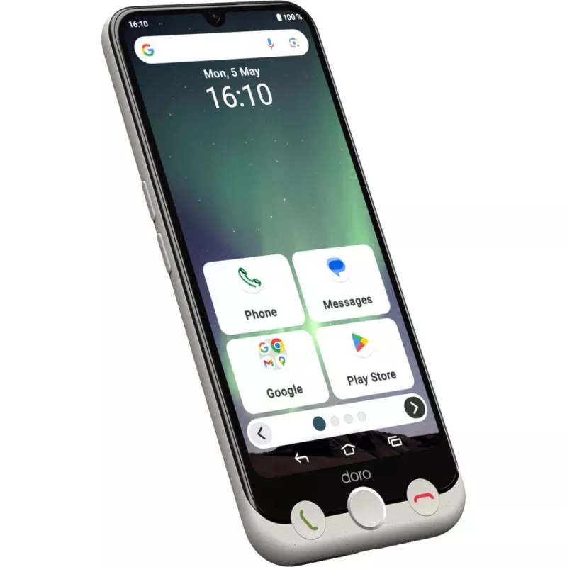 Doro Aurora A30 smartphone para seniores com base de carregamento sem fios, 6,1 polegadas, 128GB, Graphite