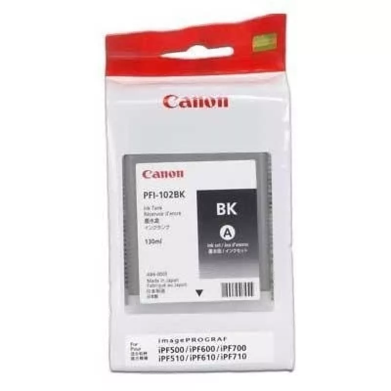 Canon PFI-102BK (0895B001) cartucho de tinta pigmentada original, preto, para imagePROGRAF iPF500/iPF600/iPF700 (SPEC)