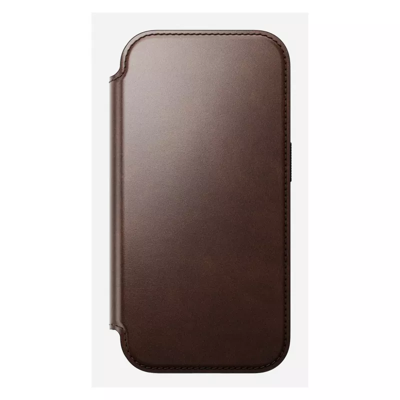 Capa para telemóvel Nomad Modern Leather Folio para iPhone 17 Pro, pele/alumínio, 16 cm (6,3 polegadas) castanha, 4 compartimentos para cartões