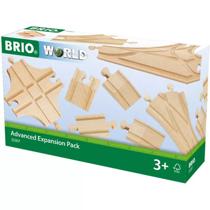 Conjunto de carris de comboio BRIO 33307 – 11 peças de madeira para expansão