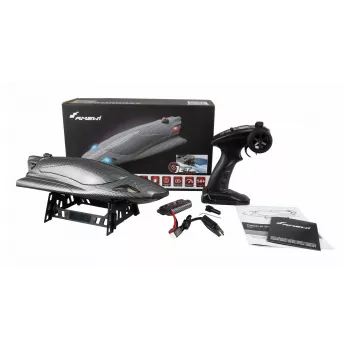 Lancheira rápida radiocomandada Amewi Stingray Jet Drive 335mm RTR, aspeto carbono
