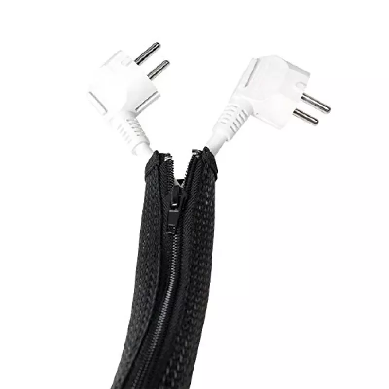 LOGILINK KAB0047 LOGILINK Organizador de cabos flexível com fecho de correr, preto 2m