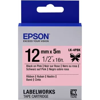 Cartucho de etiquetas Epson fita cetim LK-4PBK preto/rosa 12mm (5m)