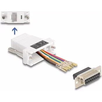 DeLOCK D-Sub 15 pinos fêmea para RJ45 fêmea kit de montagem branco VGA RJ-45