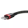 Cabo USB-A para Lightning Baseus Cafule 2.4A QC 3.0, 1 m — preto/vermelho
