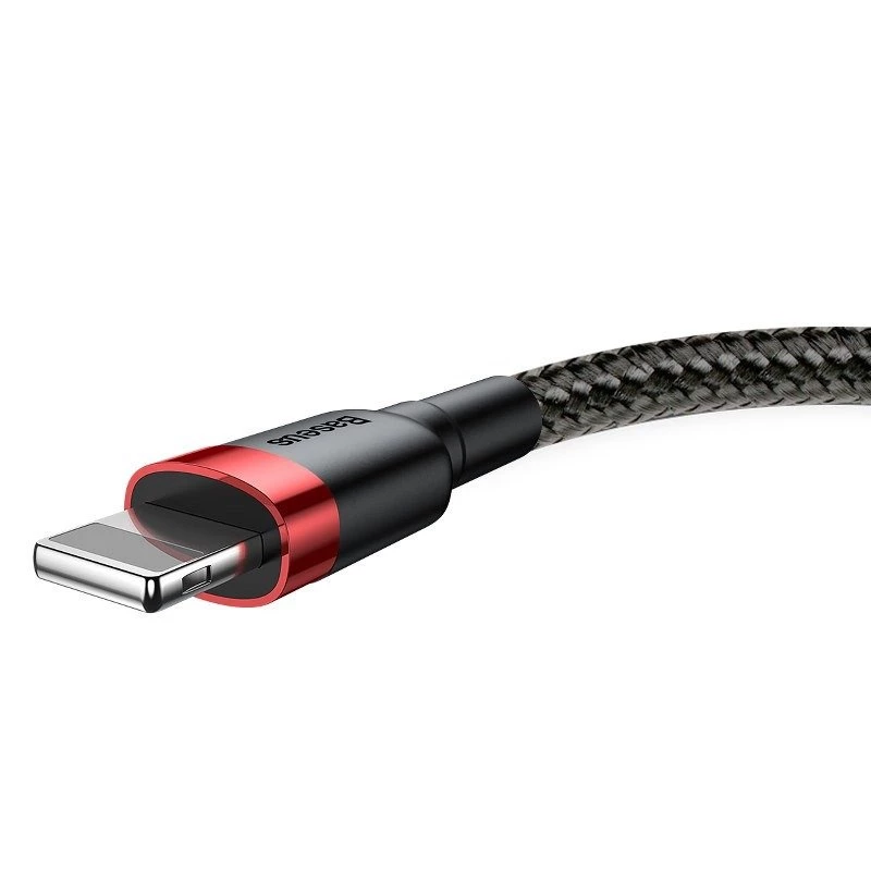 Cabo USB-A para Lightning Baseus Cafule 2.4A QC 3.0, 1 m — preto/vermelho