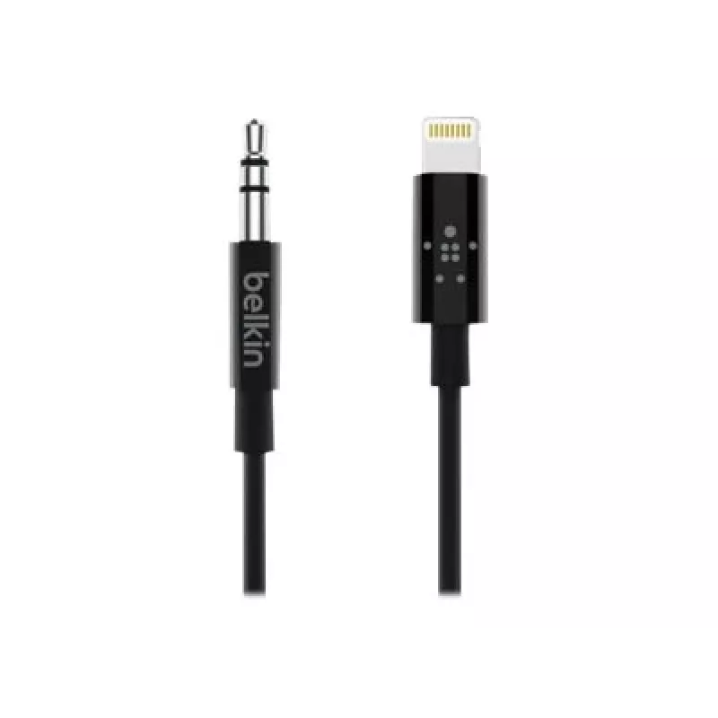 Cabo Belkin Lightning para jack de auscultadores - Lightning macho para ficha mini jack estéreo macho - 91,4 cm - Preto - para Apple iPhone (Lig