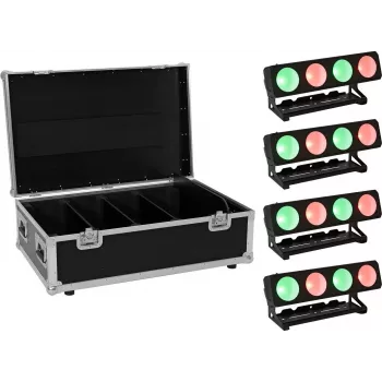 Conjunto de iluminação LED EUROLITE PMB-4 COB QCL 30W 4x – compacto, para palco/iluminação portátil