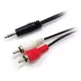 Cabo de áudio estéreo Equip 3,5 mm macho para 2xRCA macho, 2,5 m, 3,5 mm, macho, 2 x RCA, macho, 2,5 m, preto