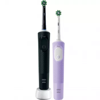 Oral-B Vitality Pro D103 Duo, escova de dentes elétrica preto/lilás, Black/Lilac Violet, incl. 2.ª pega