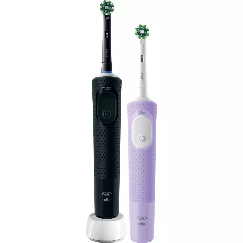 Oral-B Vitality Pro D103 Duo, escova de dentes elétrica preto/lilás, Black/Lilac Violet, incl. 2.ª pega