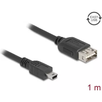 Cabo USB 2.0 DELOCK 81524 — Mini-USB B para USB A, 1 m, preto