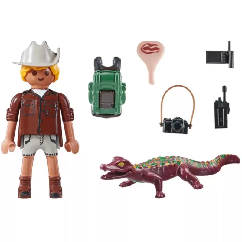 Playmobil Special Plus investigador com jacaré jovem conjunto de brincar