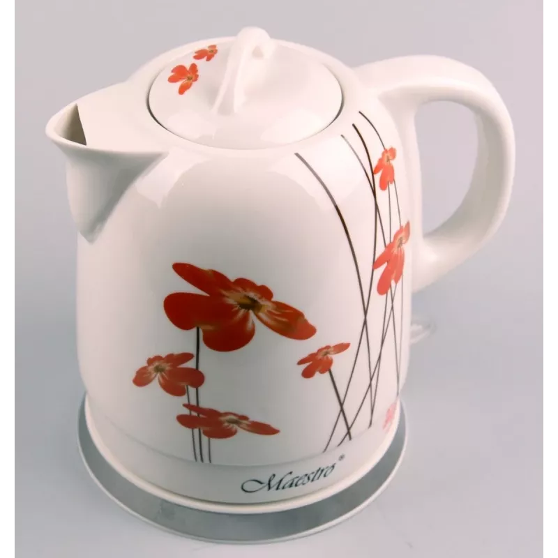 Chaleira Feel-Maestro MR-066-RED FLOWERS 1,5 L 1200 W vermelha, branca