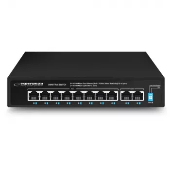 Switch PoE Esperanza ENS106 10 portas 10/100 96 W