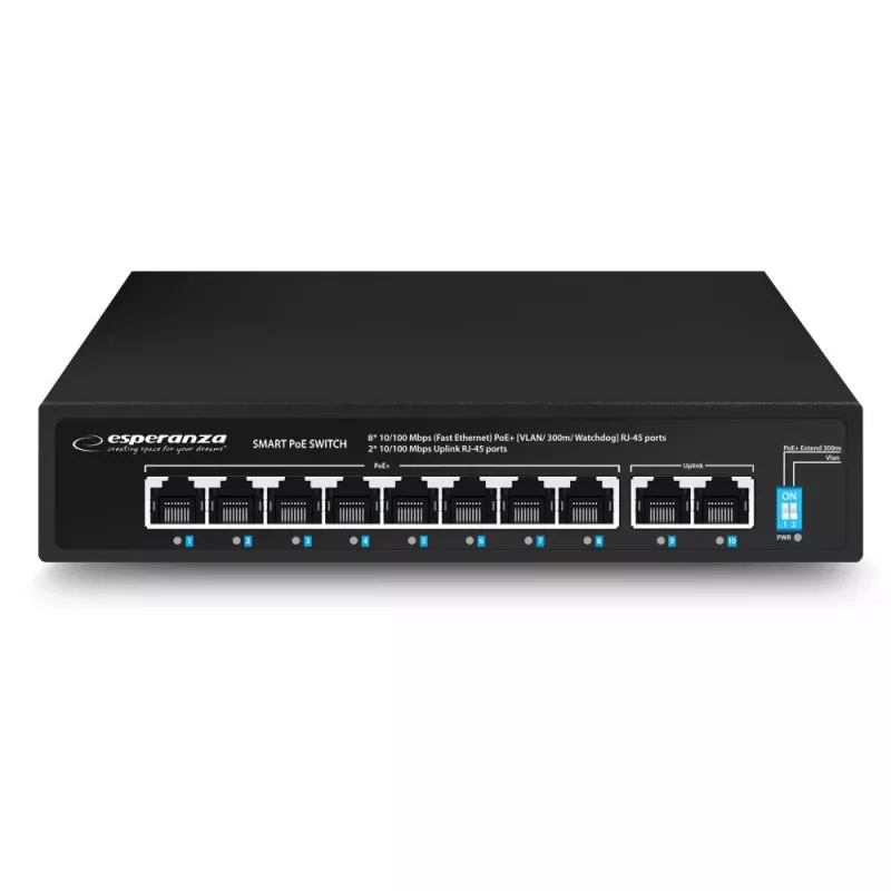 Switch PoE Esperanza ENS106 10 portas 10/100 96 W