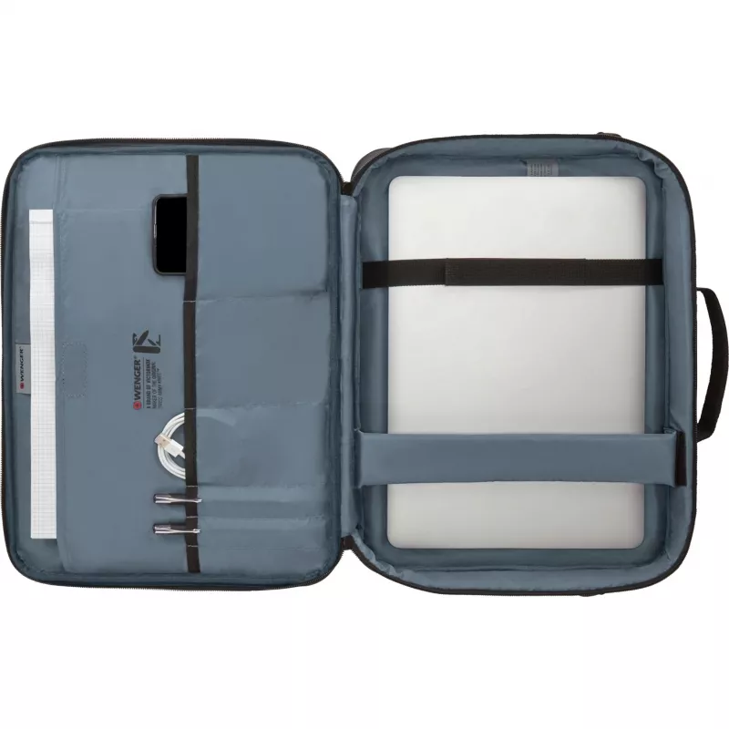 Mala para portátil Wenger BQ 16 Clamshell — capa preta repelente à água para portáteis de 16 polegadas, capa de proteção robusta