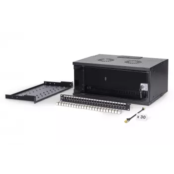 Armário de parede DIGITUS SOHO Pro DN-49201-SET — 19 polegadas 4HE, 540x400 mm, IP20, fechadura com chave