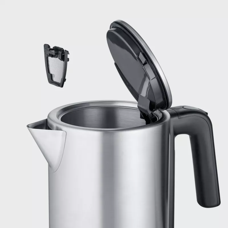 Chaleira elétrica SEVERIN WK 3449 — 1,7 l, 2400 W, aço inoxidável/plástico, preto-prateado