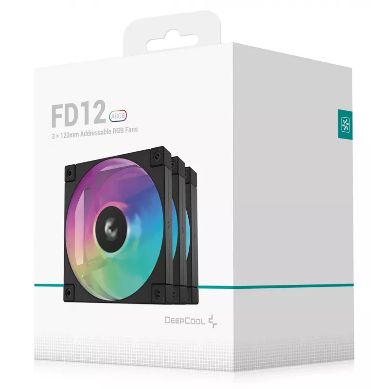 DeepCool FD12 ARGB R-FD12-BKAPN3-G ventoinhas de caixa, 120 mm (120x120x25), 12 V, pack de 3, pretas