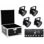 Conjunto de luzes LED PAR-56 EUROLITE 20000411 — 4 projetores HCL PAR-56 com flightcase e controlador
