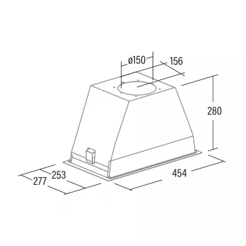 Exaustor para encastrar CATA GT-PLUS 45 X /M — 492 mm, aço inoxidável, 645 m³/h, filtro metálico, controlo por botões