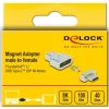 DeLOCK - Adaptador Thunderbolt / USB-C - USB-C (macho) magnético para USB-C (fêmea) - USB 3.2 Gen 2 / Thunderbolt 3 4,5 A - Suporte 8K - Prateado (66433)