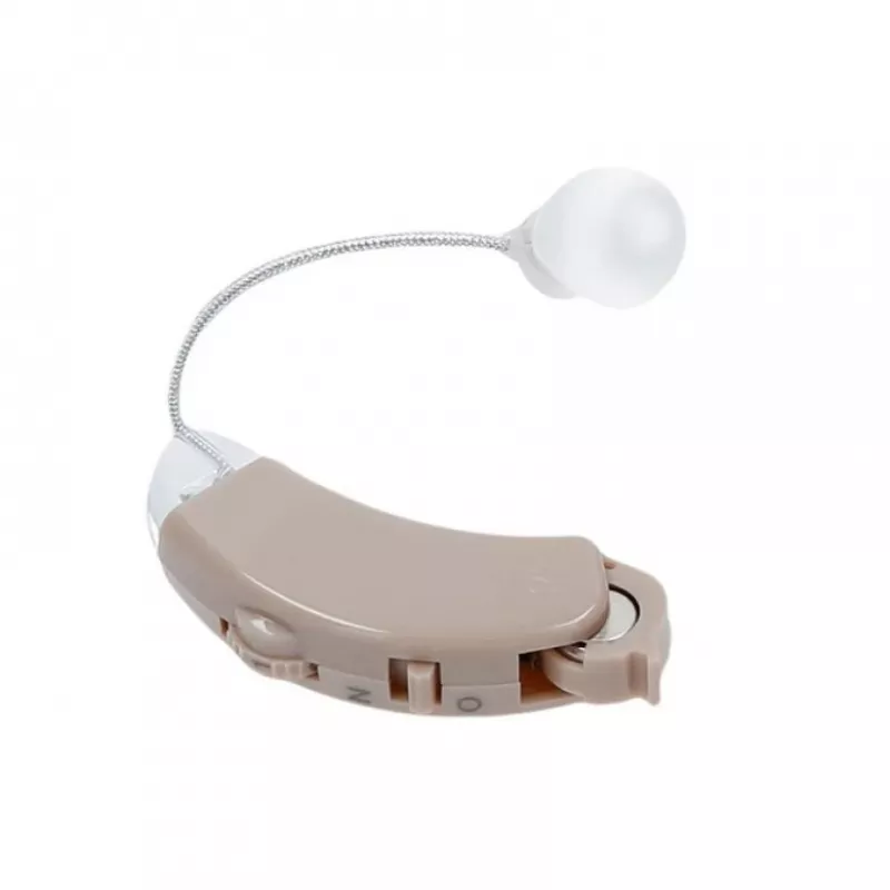 Amplificador de som intra-auricular Haxe JH-125, recarregável, bege, 4 níveis de volume, amplificação 45 dB