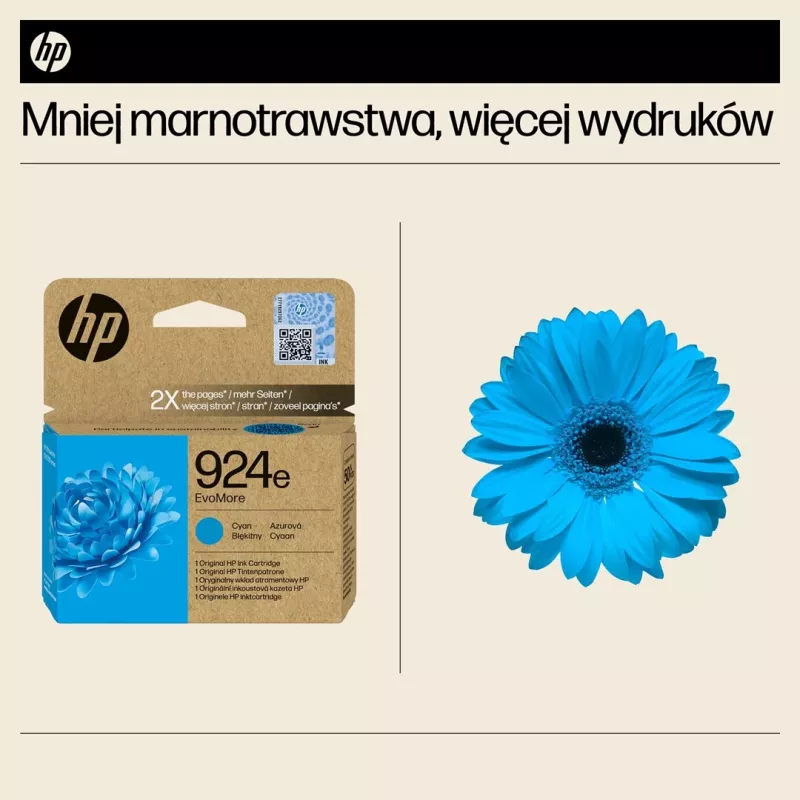 Tinteiro original HP 924e EvoMore ciano, rendimento alto (XL), ciano, 1 unidade, 800 páginas, embalagem individual