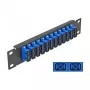 Patch panel de fibra ótica DeLOCK 10 polegadas 12 portas SC duplex azul 1U preto