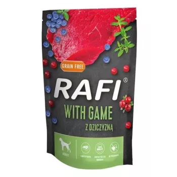 Ração húmida Dolina Noteci Rafi Game 500 g — Veado, cães adultos, embalagem individual