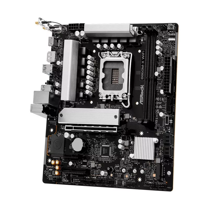 Placa-mãe ASRock B860M-X WiFi — Intel B860, LGA 1851, micro ATX, DDR5, 2x DIMM, 4x M.2, LAN 2.5Gb, Wi‑Fi 6E, Bluetooth 5.3