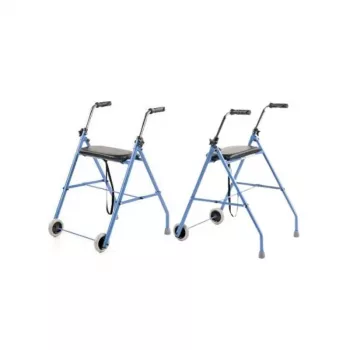 Apoio de reabilitação de duas rodas ARmedical PPC005 – azul/preto, estrutura de aço, altura ajustável, assento incluído