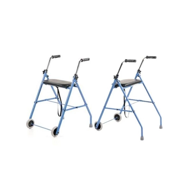 Apoio de reabilitação de duas rodas ARmedical PPC005 – azul/preto, estrutura de aço, altura ajustável, assento incluído