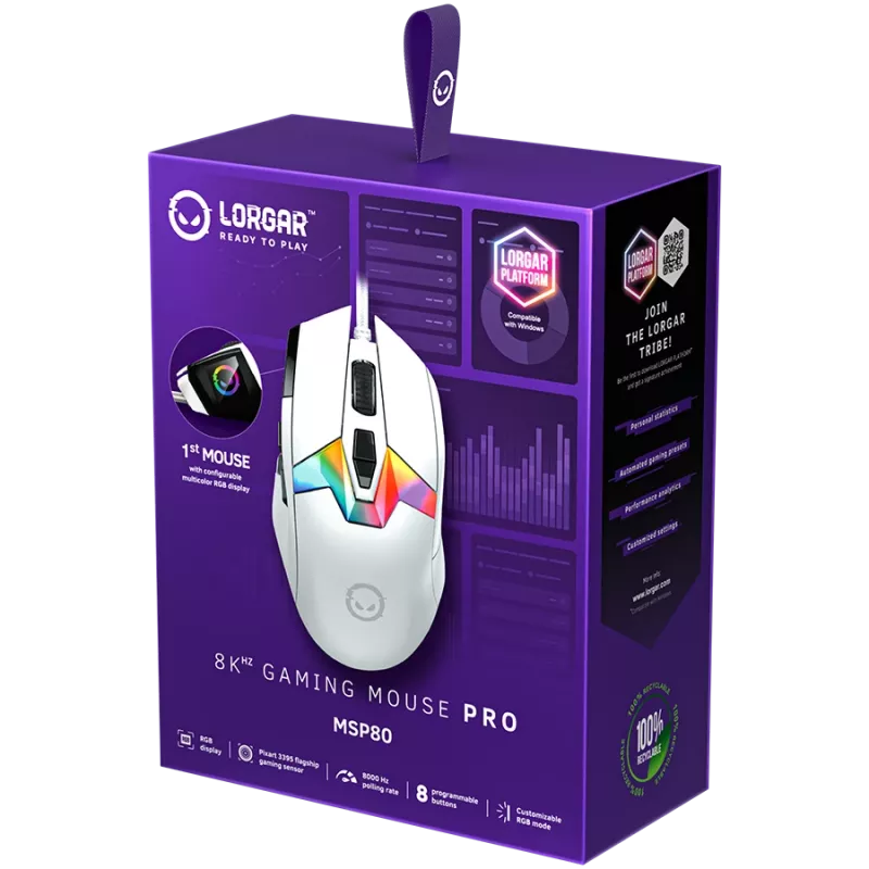 Rato gaming LORGAR MSP80 8000 Hz com fio