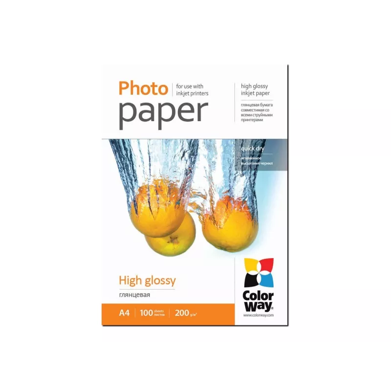 Papel fotográfico brilhante Colorway PG200100A4 A4 branco